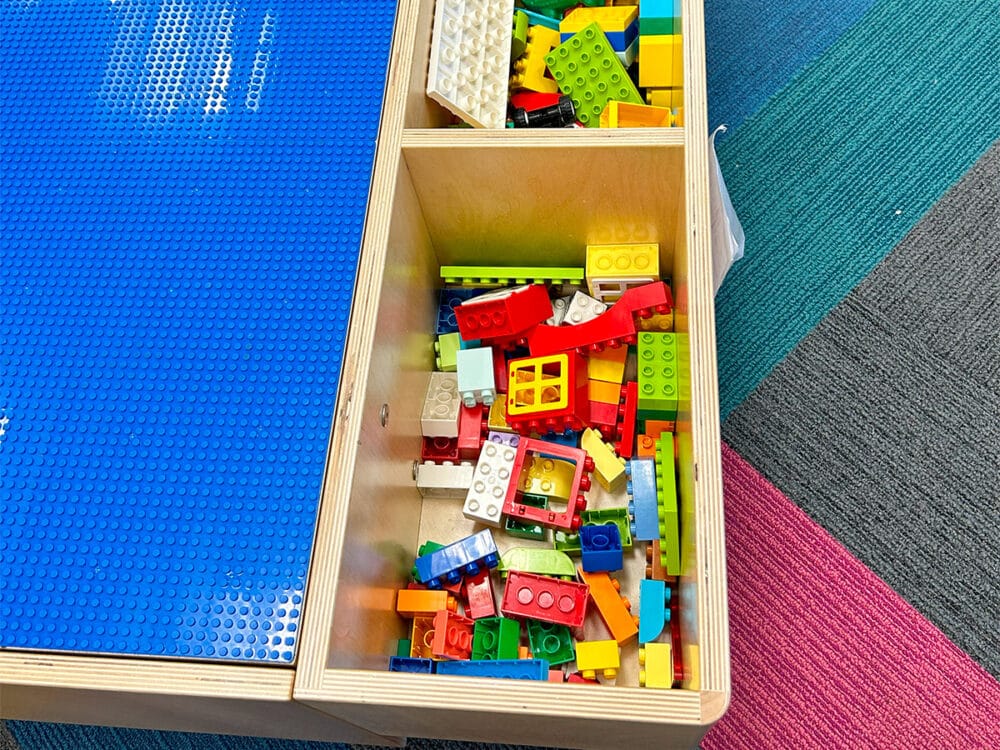Discovery Activity Table Storage Bins Close-up