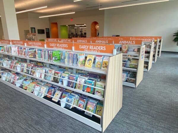 early reader browsing bins