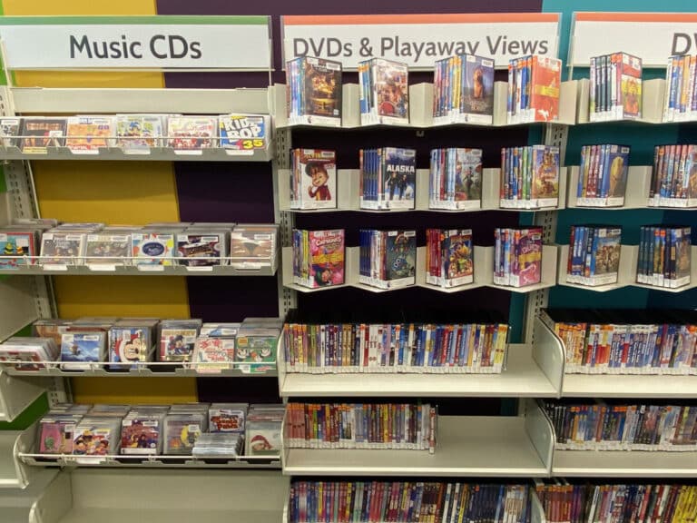 audio visual library shelving for CDs and DVDs