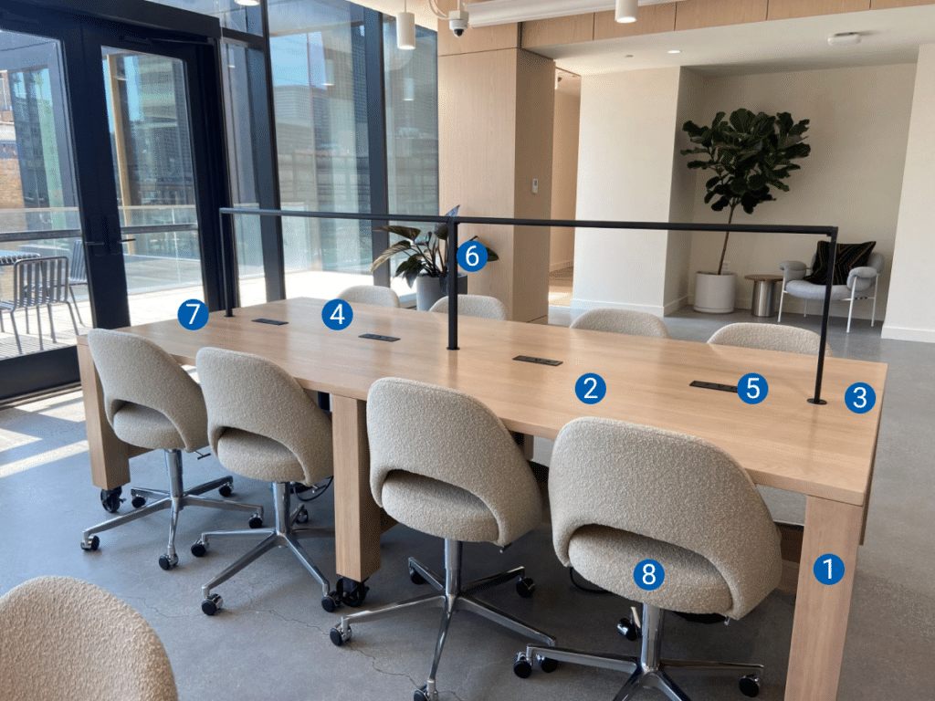 meeting and conference tables with separation and casters