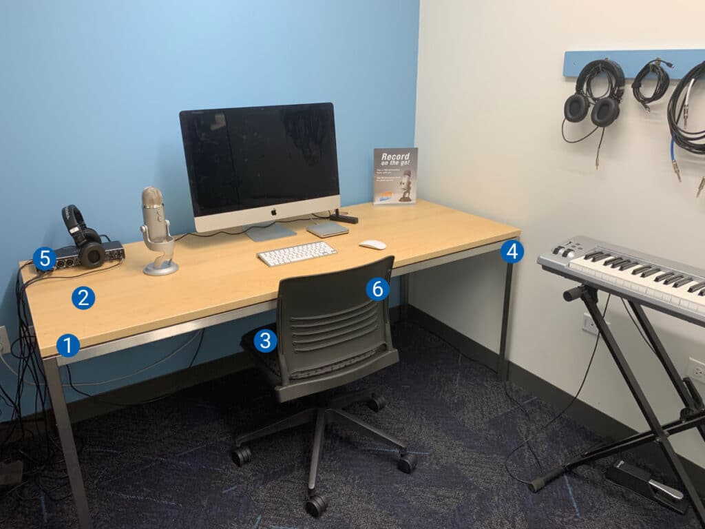 teen collaborative space recording studio with skware table and task chair