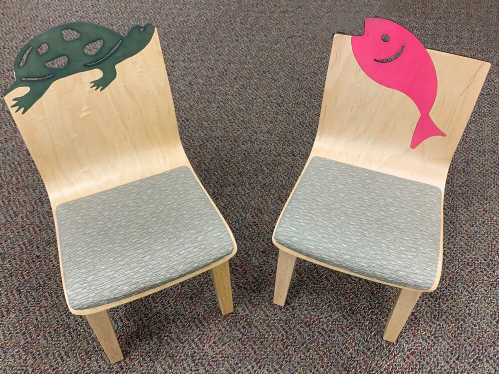 West Liberty Kestrel Chair with turtle and fish cut-outs
