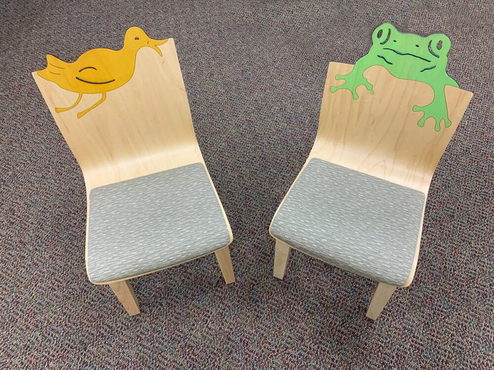 West Liberty Kestrel Chair with frog and duck cut-outs