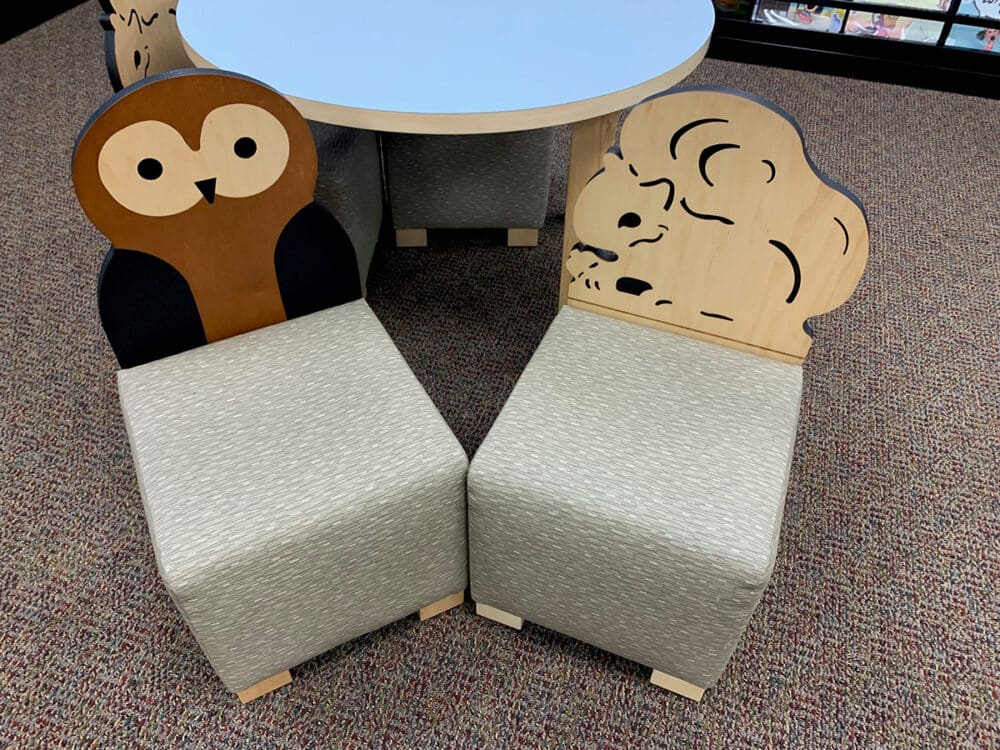West Liberty Zetty Stools in squirrel and owl design