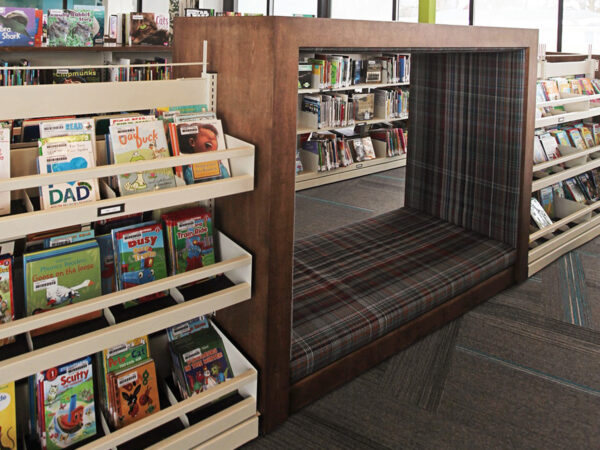 Display end panel cubby seating
