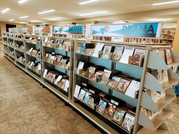 mobile retail-style metal shelving