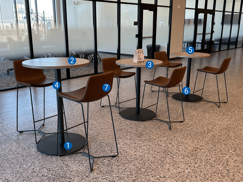 Marion Cafe Height Table with Feature Numbers
