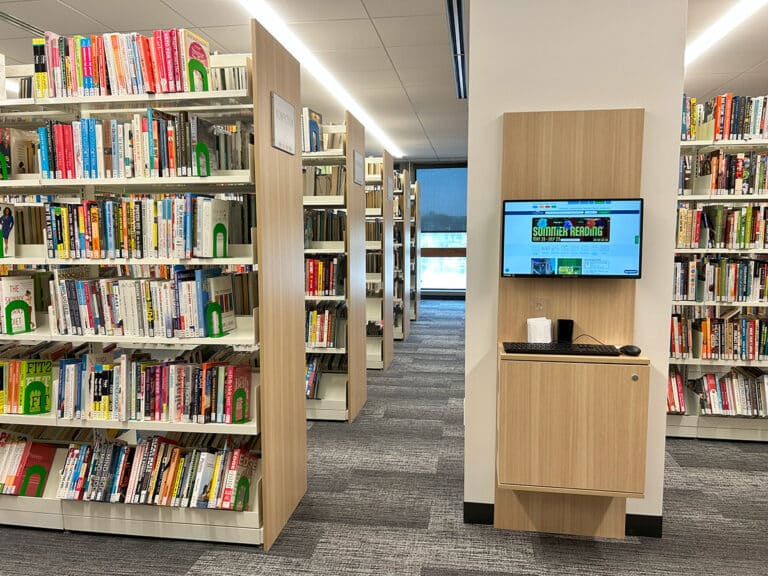 Opac Library Sign Columbus OPAC Station with Mounted Tablet or iPad - Library Furniture ...