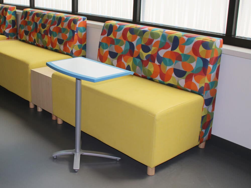 Kenosha Uptown ERG Raven Banquette & SurfaceWorks Penny Personal Table