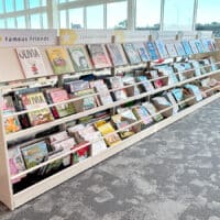 Rockford Double-Faced browse bins with display shelf