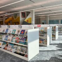 Rockford browse bins with display shelf