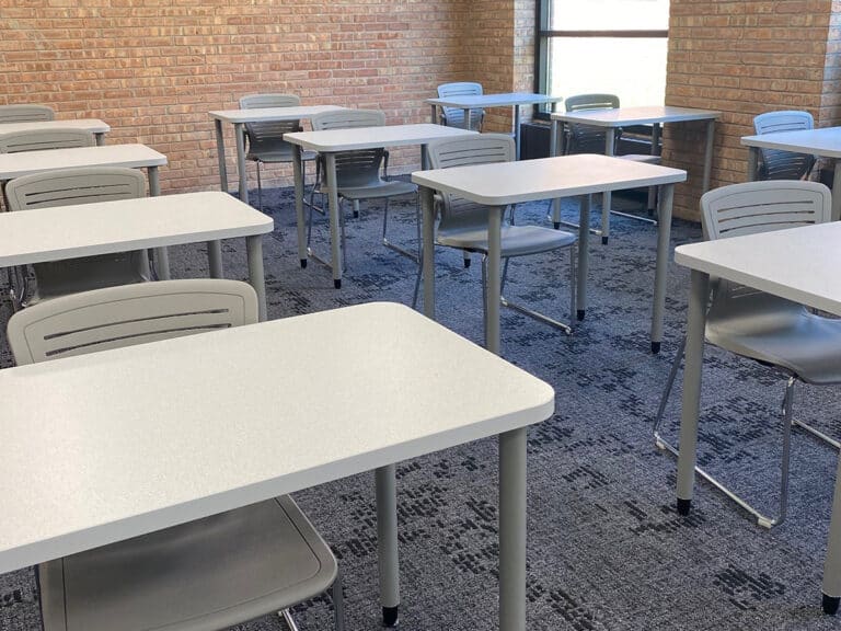 Student desks and chairs