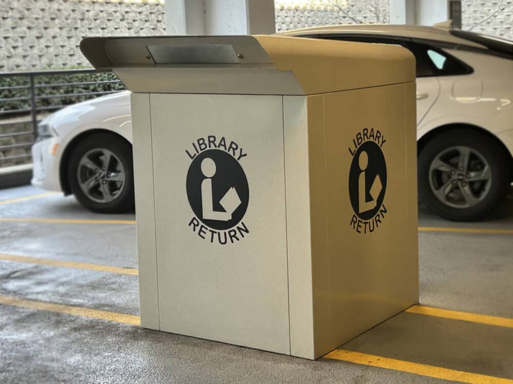 Outdoor drive-up book drop