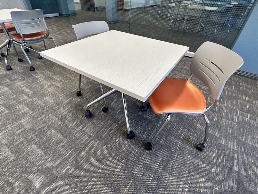 Gail Borden South Branch KI Square Table and KI Grazie Chair in tangerine