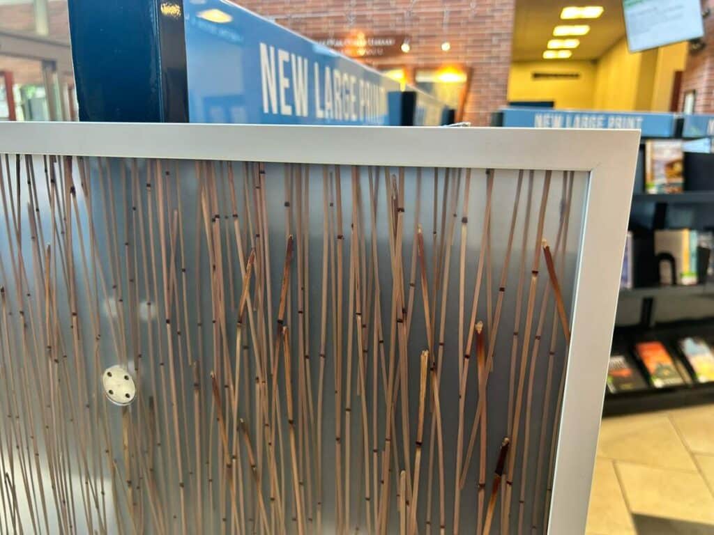 Tinley Park Public Library custom end panel with twigs