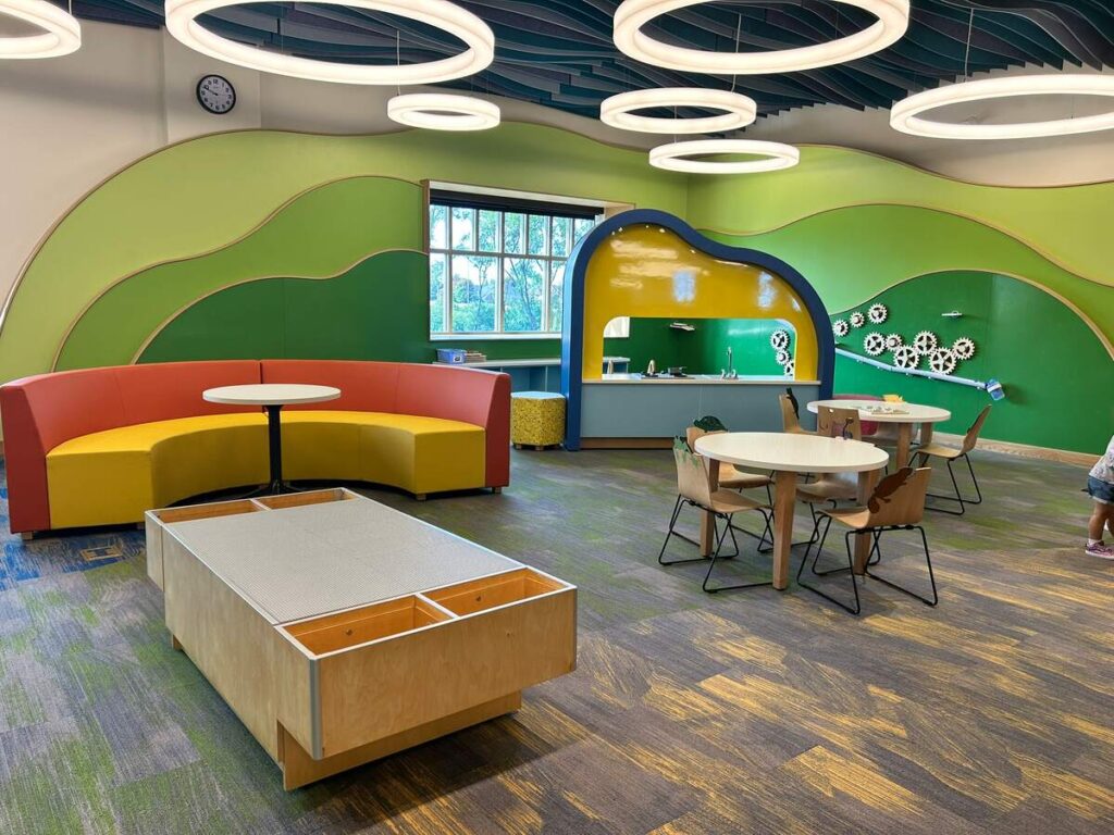 Tinley Park Public Library Children's play area Tinley Park Public Library Children's play area with custom play kitchen