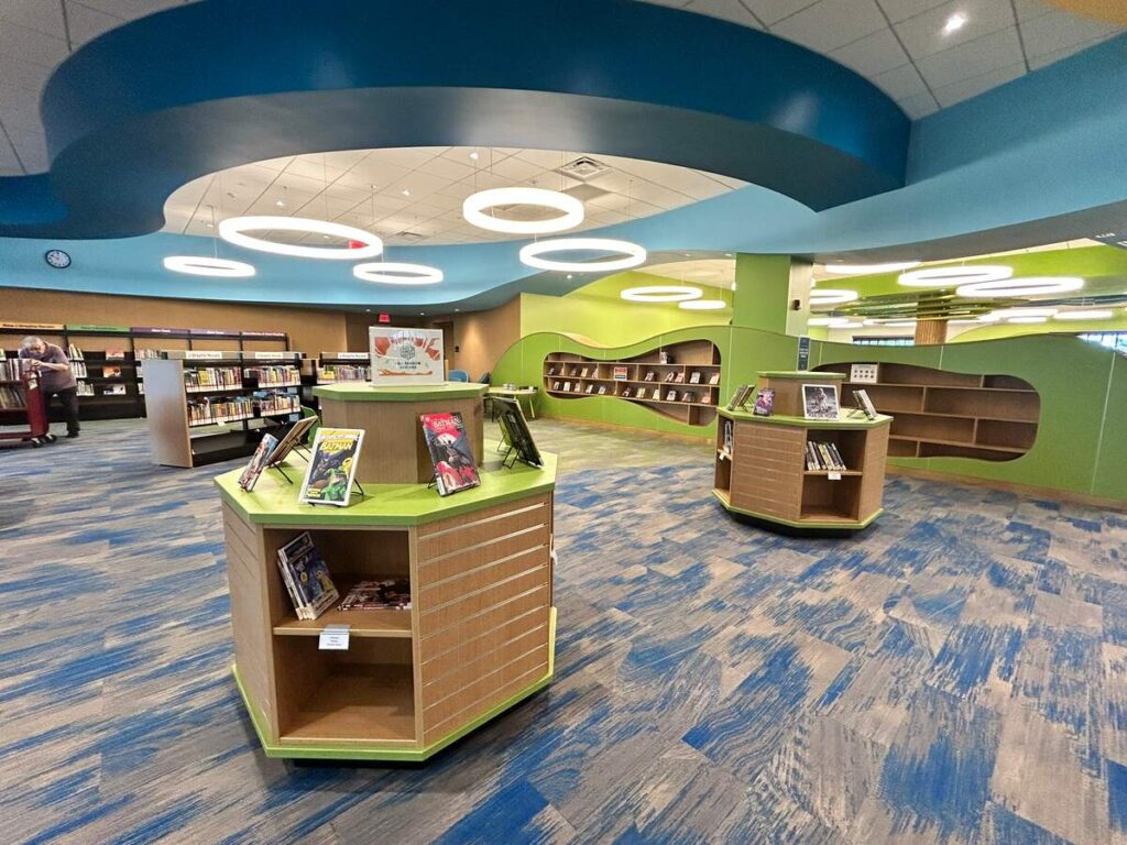 Tinley Park Public Library marketplace shelving
