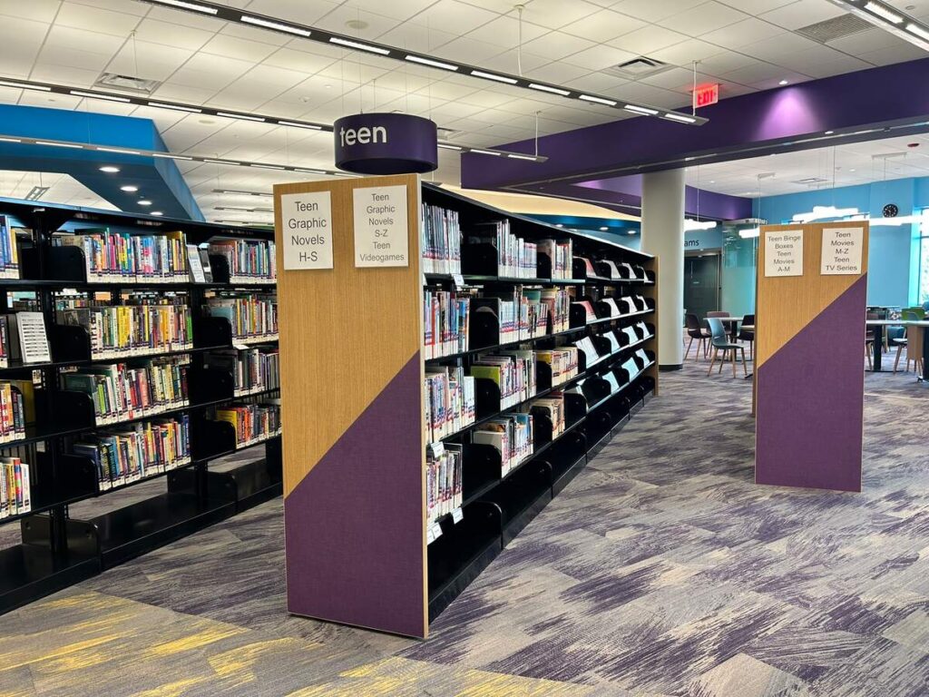 Tinley Park Public Library Seating Teen Area Shelving