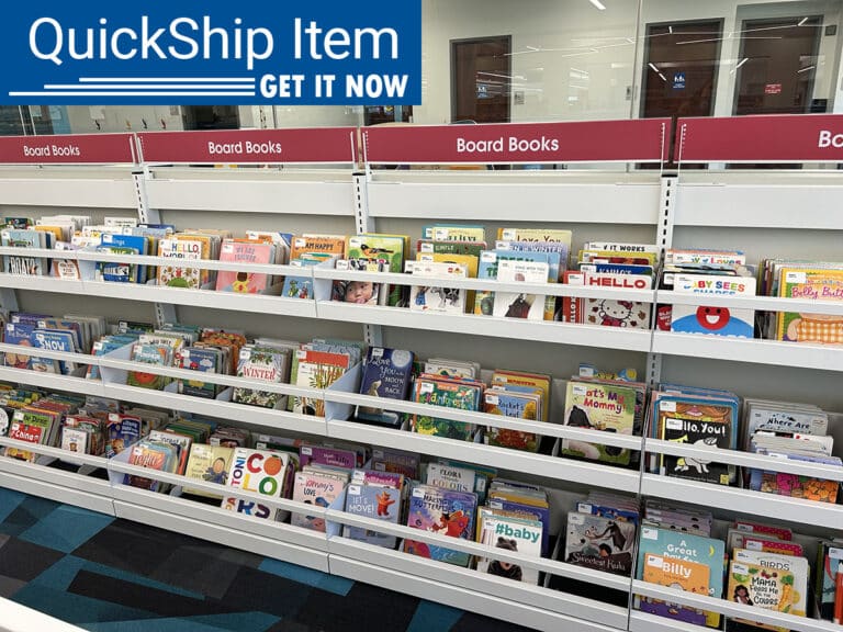 quickship tagged Estey steel browsing bins